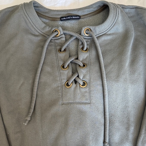 🤍Harlowe & Graham Olive Lace-Up Sweatshirt - Medium - Picture 4 of 8